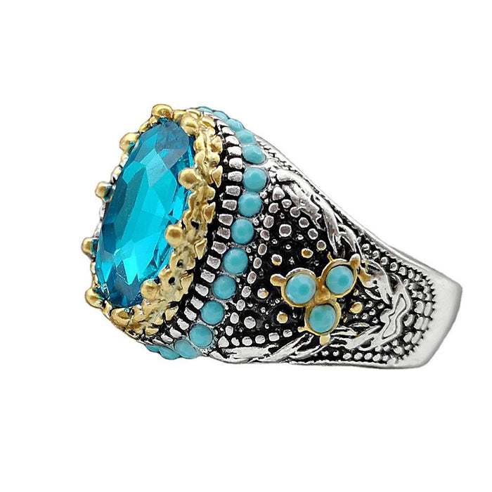 New Vintage Sapphire Two Color Men's Ring