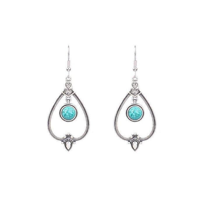 Boho Ethnic Vintage Green Stone Earrings