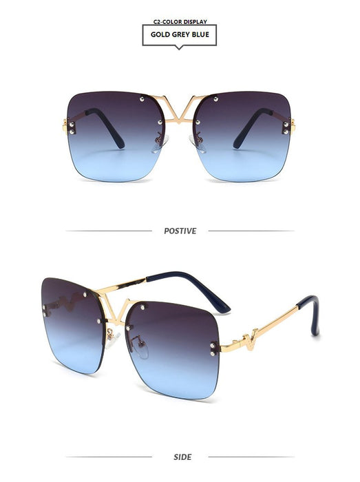 Metal square color large frame sunglasses