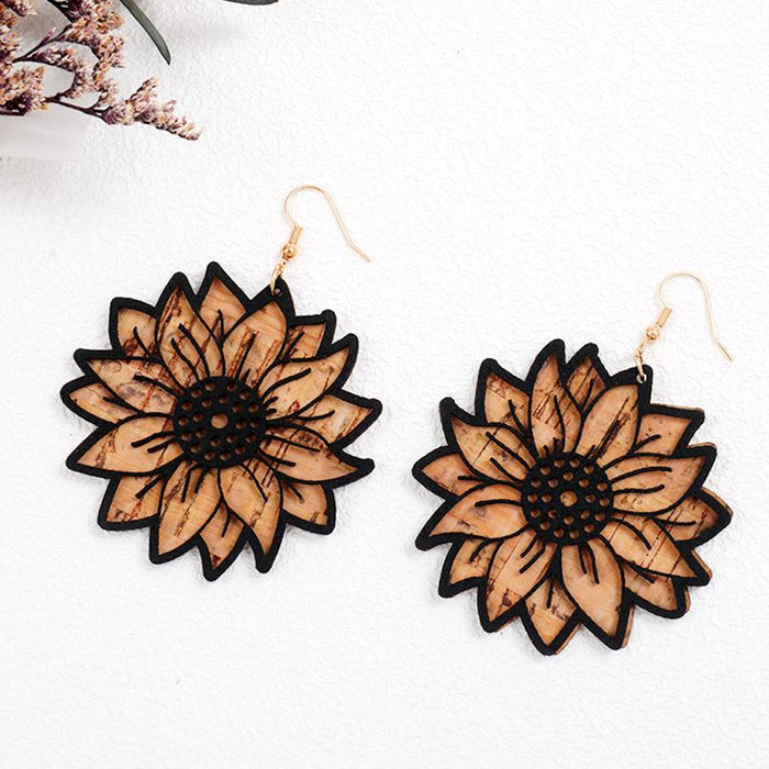 New Vintage Leather Sunflower Women's Earrings