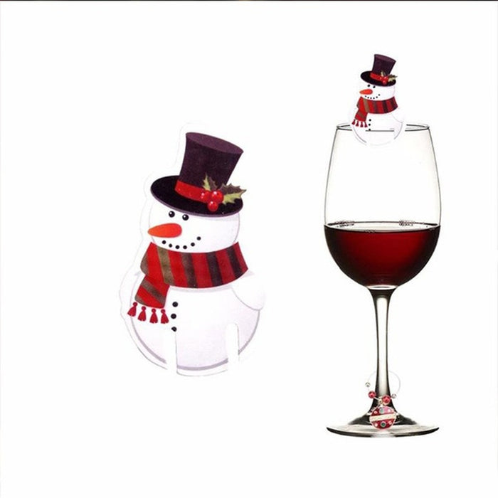 10pcs Wine Cup Card Christmas Decor Santa Hat Glass Decor