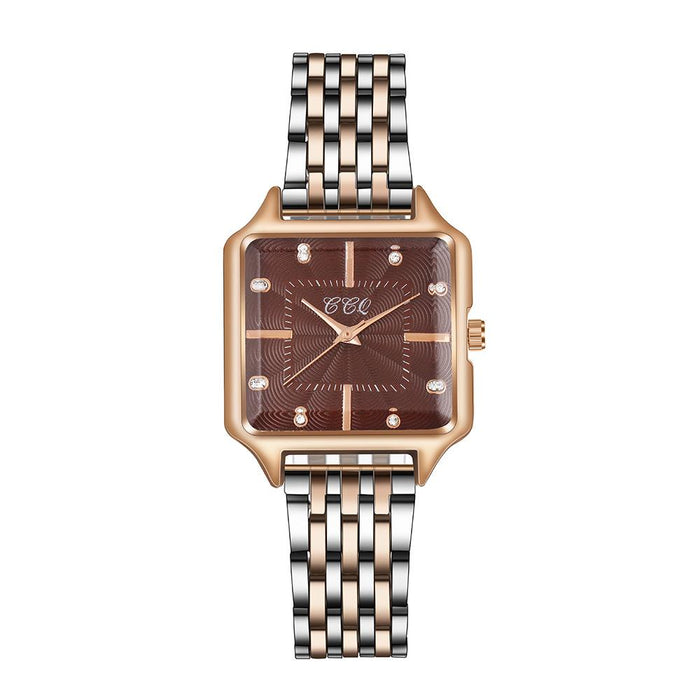 New Simple Square Dial Time Quartz Steel Band Watch Llz20788