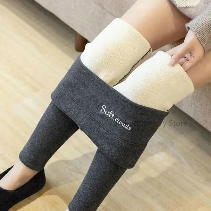 Winter Thick Velvet Leggings Warm Fleece Lined Tights Leggings