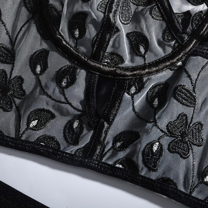 Lace Embroidered Underwear Sexy Underwire Lingerie Set