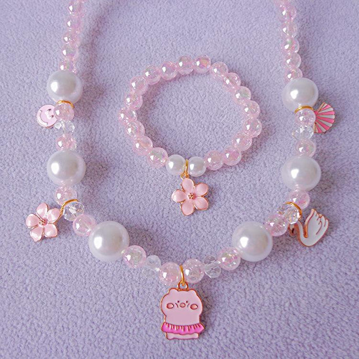 Children's Necklace Bracelet Set Cartoon Candy Color Beaded Necklace