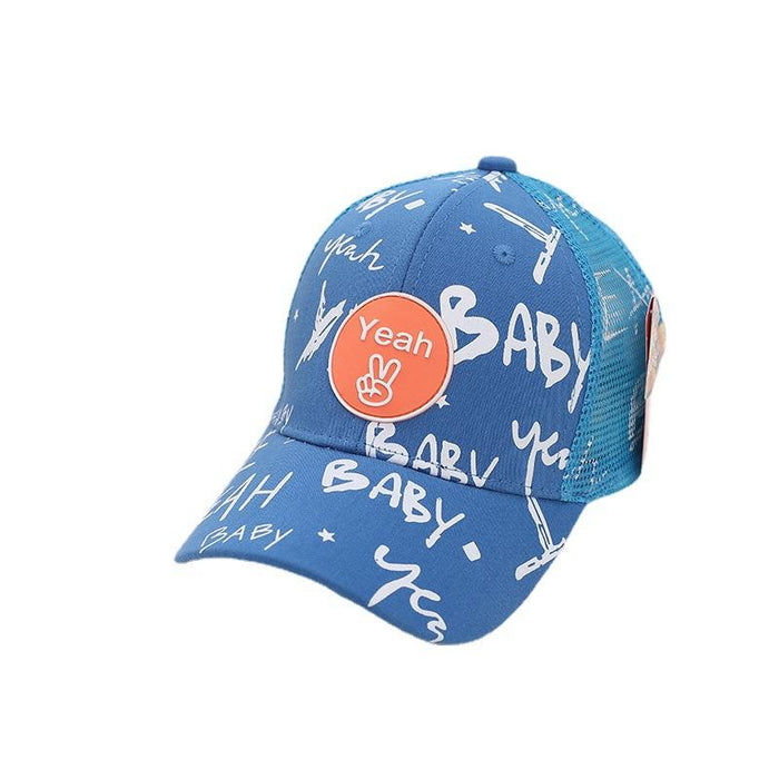 Summer BABY Graffiti Print Kids Sunshade Mesh Cap