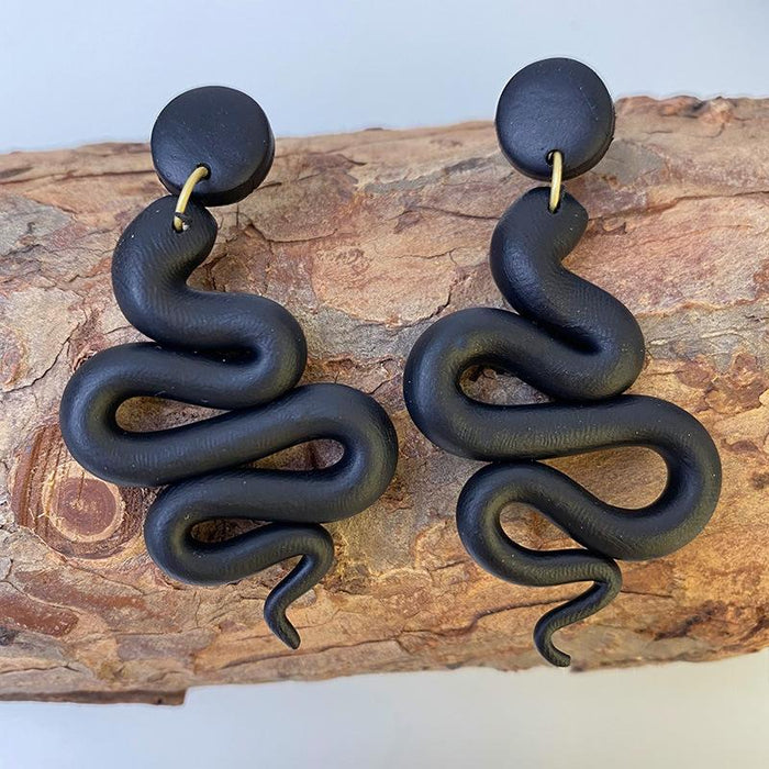 New Snake Shaped Soft Ceramic Snake Shaped Clay Earrings