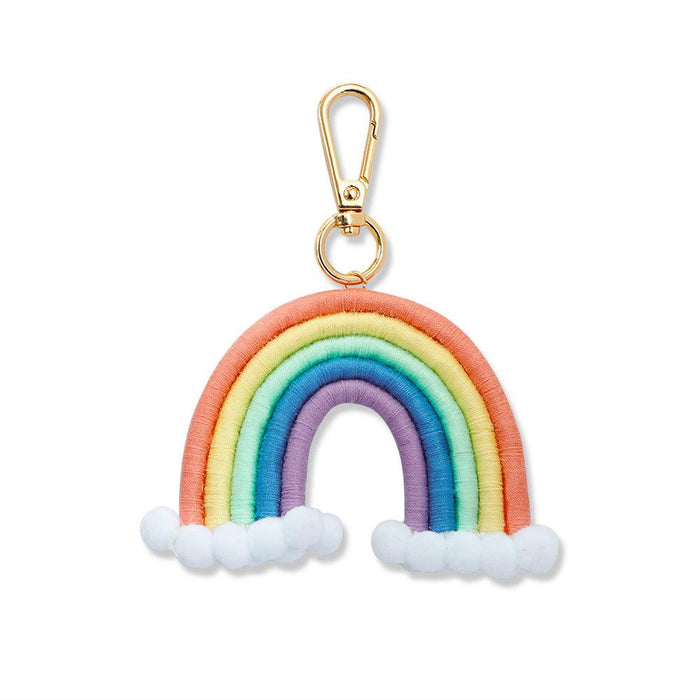 Hand Braided Keychain Rainbow Pendant