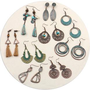 Women's Boho Vintage Bronze Metal Engraved Earrings