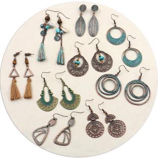 Women's Boho Vintage Bronze Metal Engraved Earrings