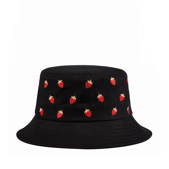 New Embroidered Strawberry Fisherman Hat Sun Visor