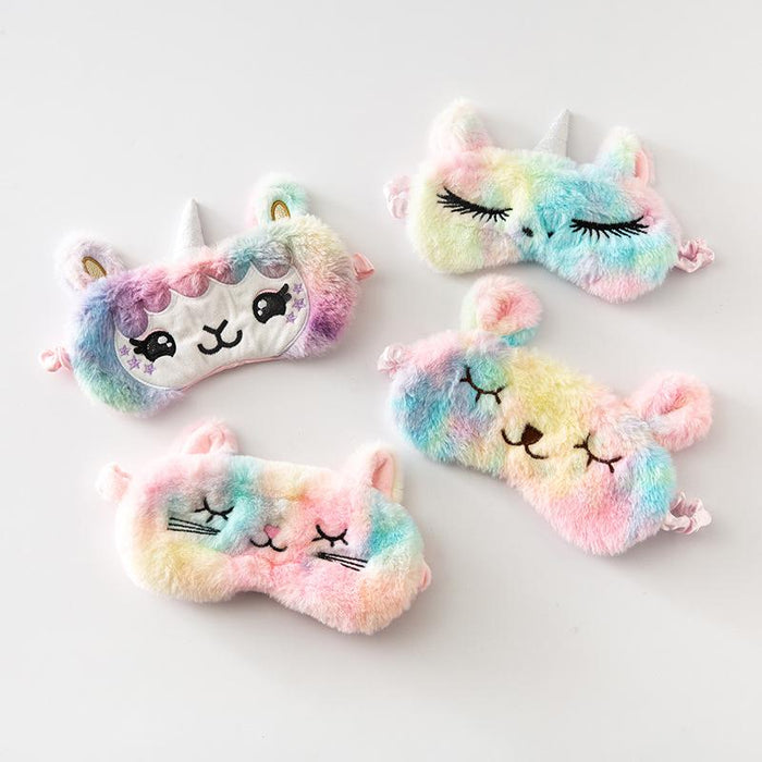 Cartoon Colorful Rabbit Cat Sleep Shading Plush Blindfold