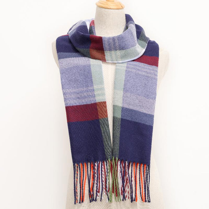 Winter Tassel Lattice Warm Scarves