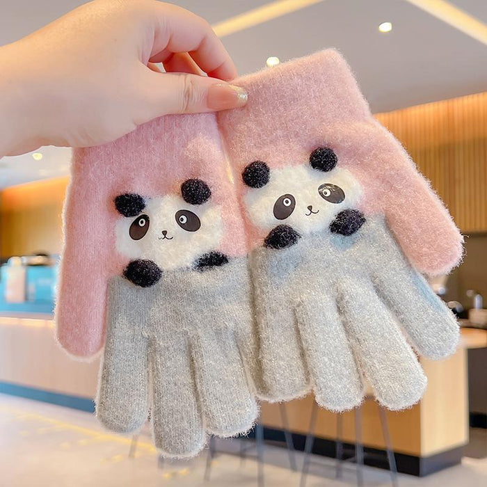 Winter Baby Sweet Cartoon Knitted Yarn Keep Warm Gloves