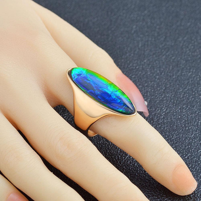 Vintage Metal Polychromatic Crystal Ring