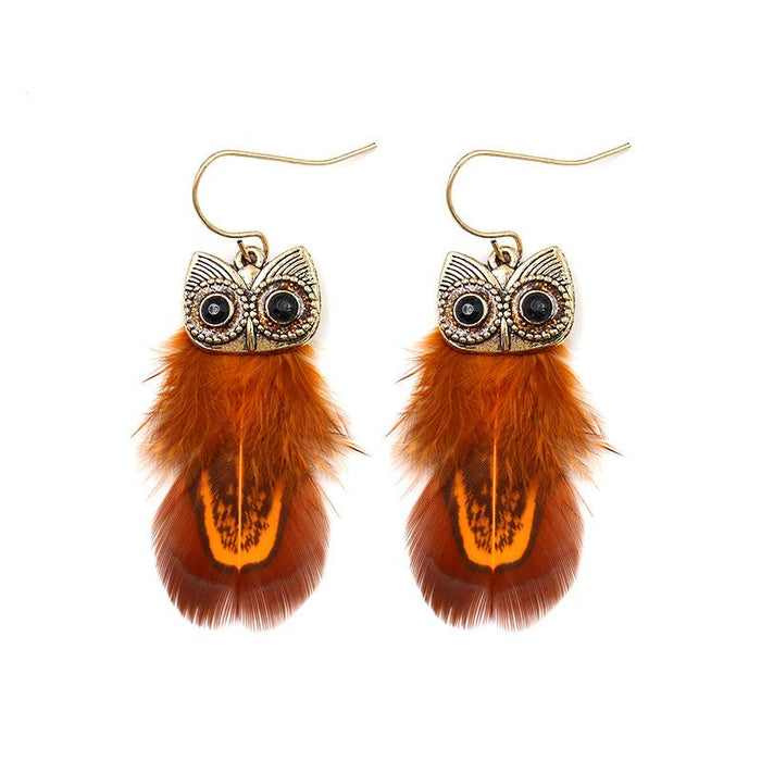 Fashionable Owl Feather Earrings
