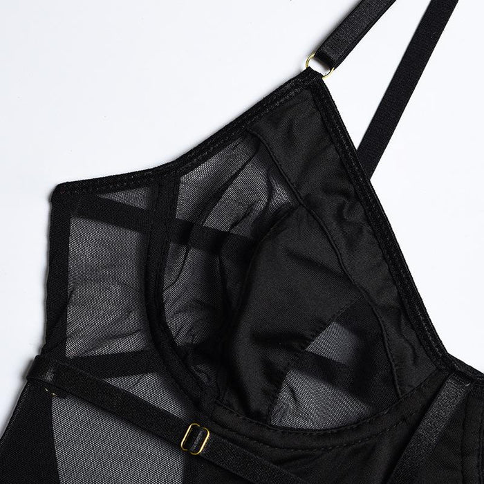 Fashion Mesh Stitching Lingerie Women Sexy Backless Bodysuit