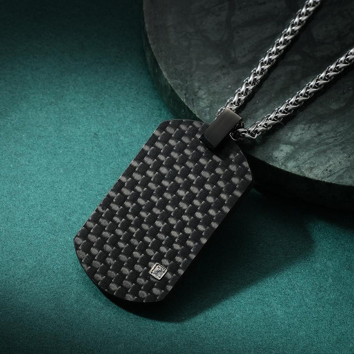 Solid Pure Carbon Stainless Steel Hangtag Retro Necklace