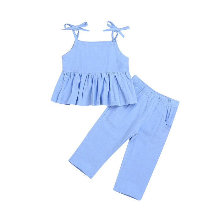Suspender suit cool solid color girl's clothes