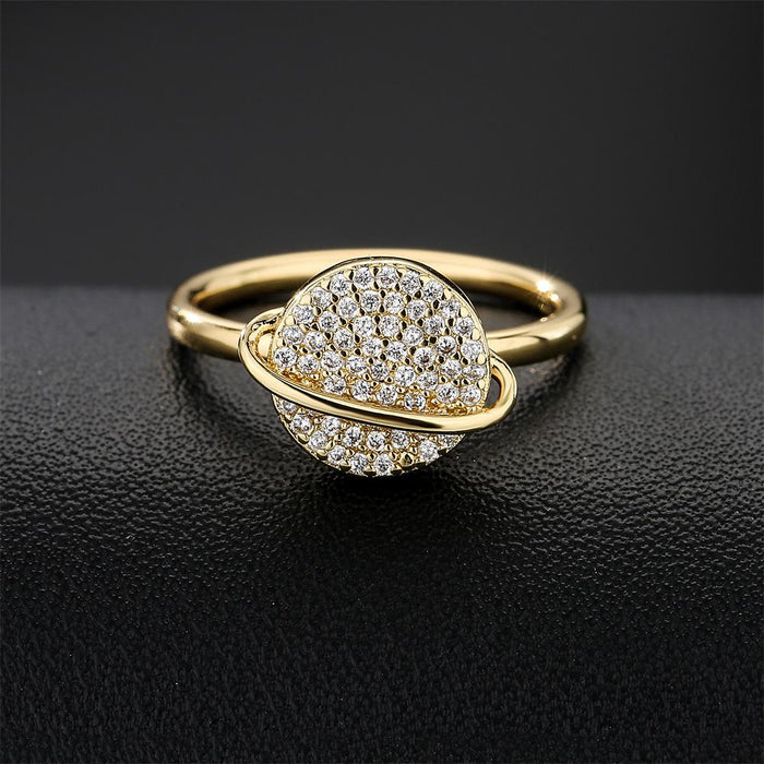Planet Rotary Gold Color Ring Open Ring