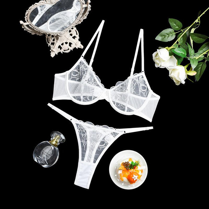 Women's Lace Embroidered Lingerie Sexy Push Up Underwear Set
