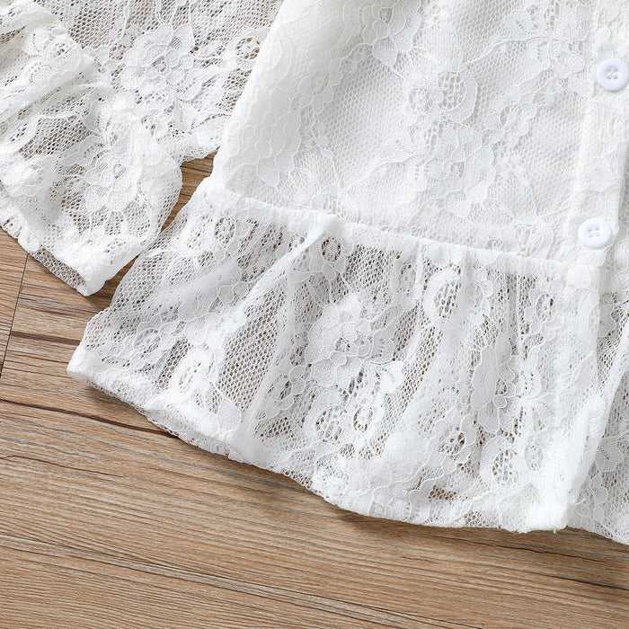 White trumpet sleeve top sunflower flared pants pants two pieces