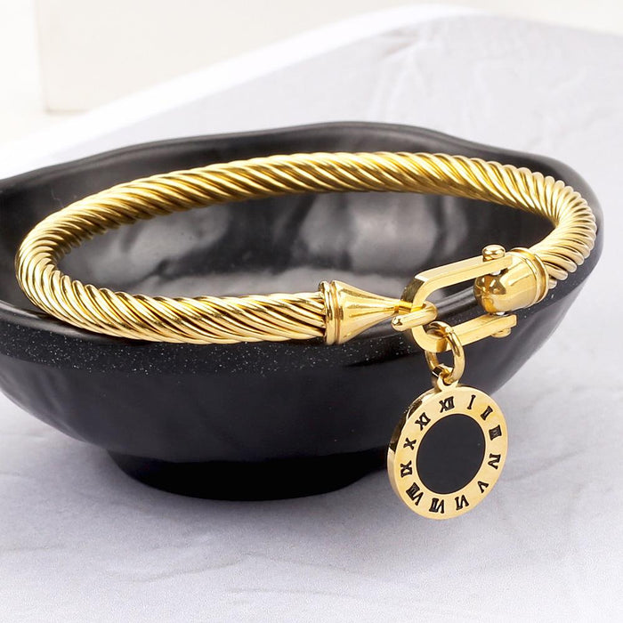 New Woven Steel Wire Rope Horseshoe Buckle Titanium Steel Bracelet Bangle