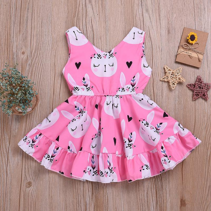 Girl's skirt strap cartoon rabbit dress