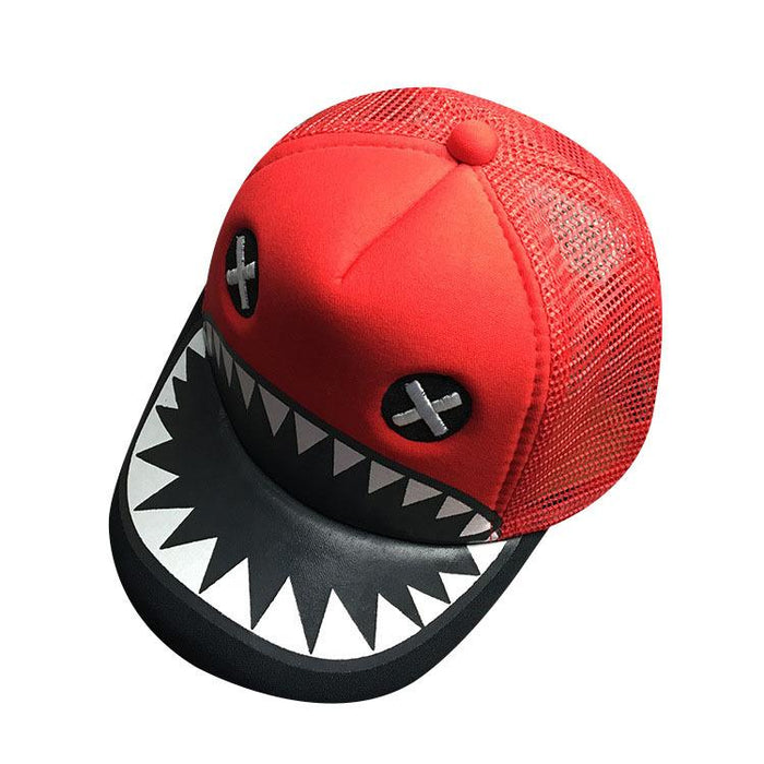 Summer Children's Cartoon Shark Sunshade Net Cap