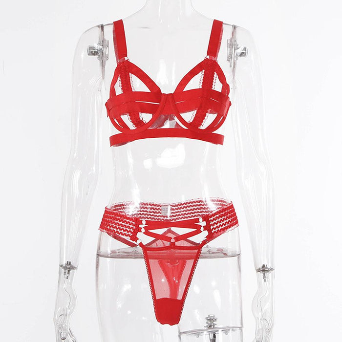 Sexy Red Hollow Lingerie Women Intimates Underwear