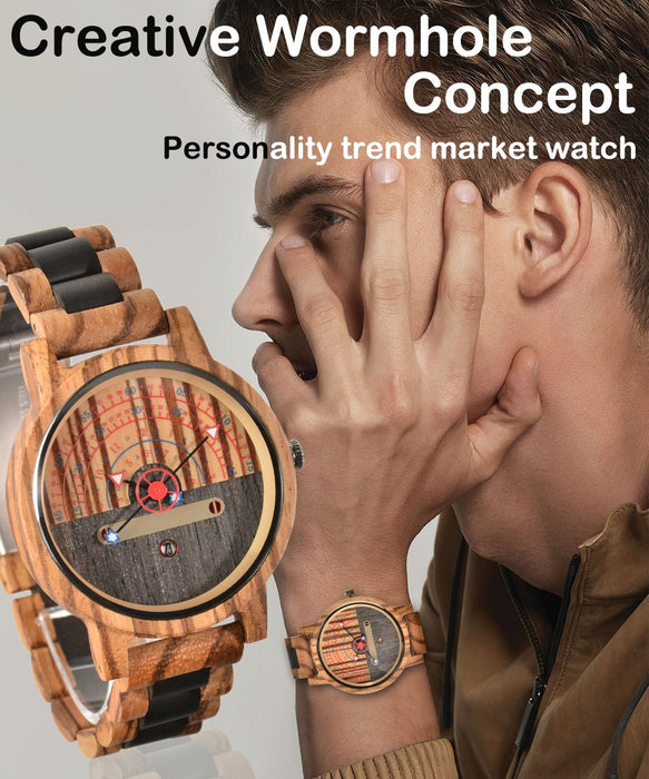 New Leisure Personality Trend Black Technology Concept Wooden Watch
