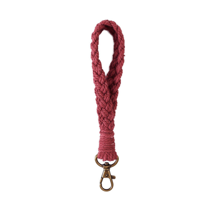 Hand woven cotton rope wristband key chain