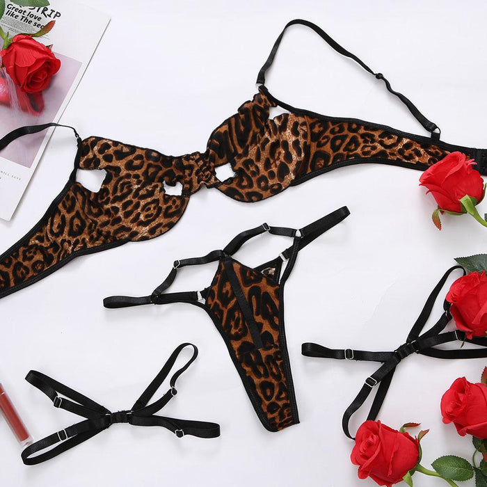 Sexy Leopard Underwear Hollow Sexy Lingerie Set