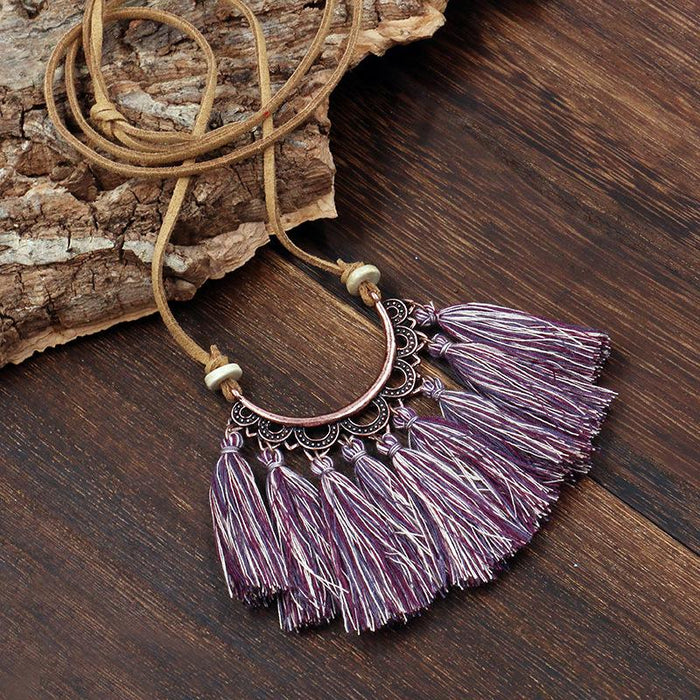 Women's Popular Creative Flower Retro Tassel Necklace