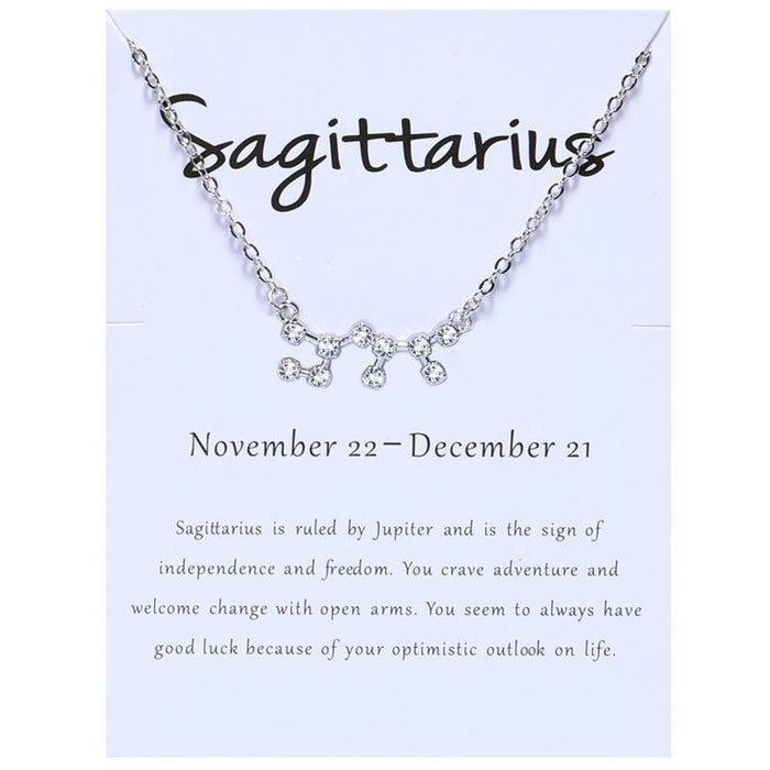 Twelve Constellations Diamond Inlaid Card Clavicle Chain