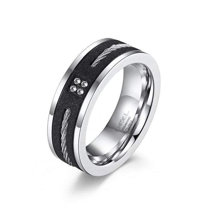 Men's Frosted Stainless Steel Wire Rope Ring