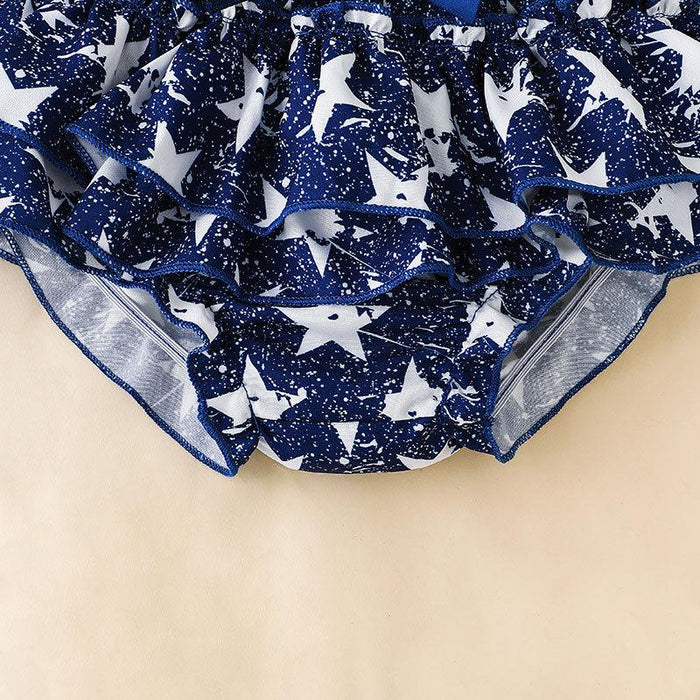 Independence Day Baby Letter Short Sleeve Jumpsuit