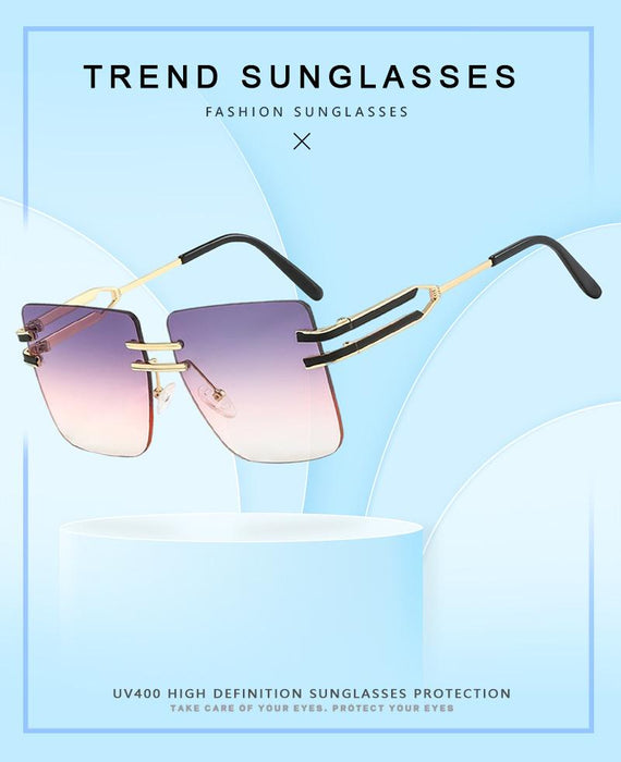 Large frame square metal sunglasses