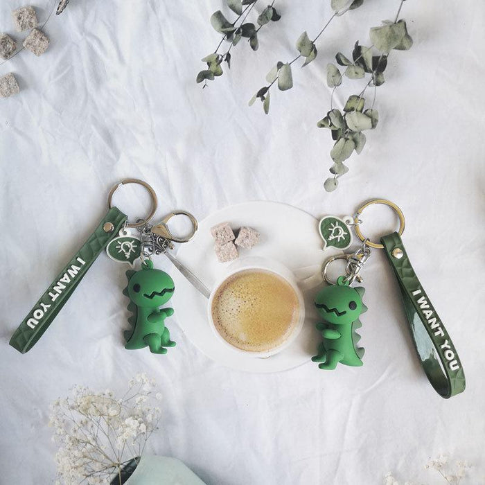Hot selling cute little dinosaur Keychains pendant animal doll schoolbag pendant boutique gift