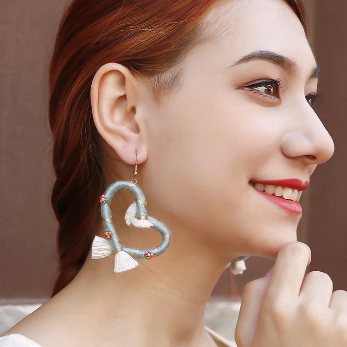 Hand Woven Earrings 2022 New Vintage Peach Heart Earrings