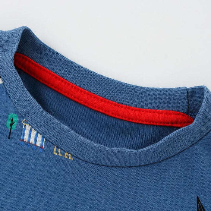 Boys' cartoon cotton short sleeve handsome top round neck T-shirt