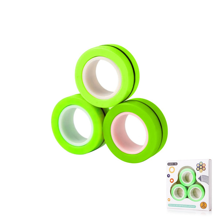 3-pack of fun fidget spinner toy magnetic finger rings
