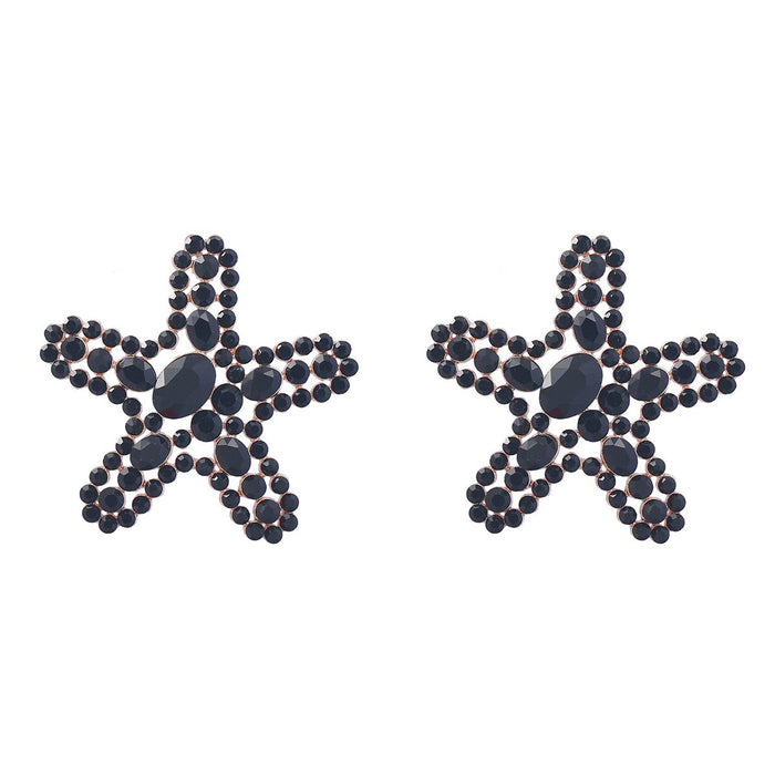 Summer Beach Rhinestone Starfish Alloy Stud Earrings