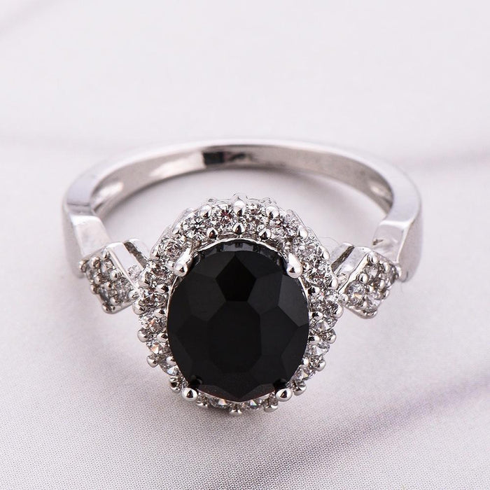 Women's Jewelry Oval Cut Olive / Black Zircon Bridal Rings