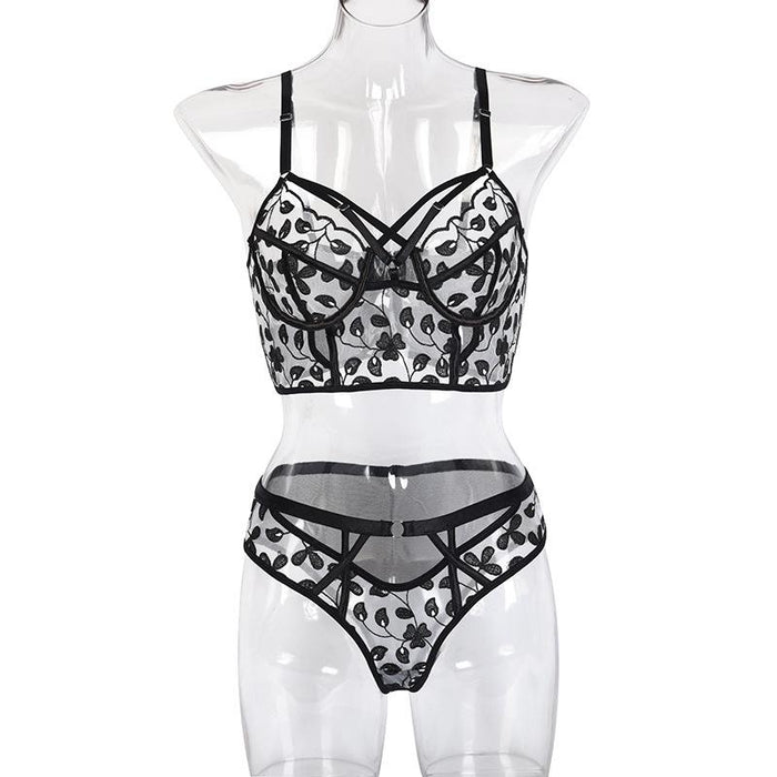 Lace Embroidered Underwear Sexy Underwire Lingerie Set