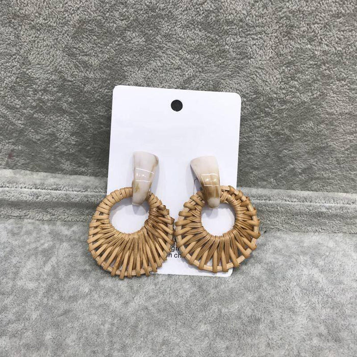 Acrylic Resin Earrings Bamboo Rattan Vintage Earrings Jewelry