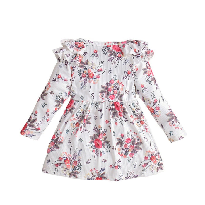 Pit stripe solid color small fly sleeve stitched cardigan girl's dress