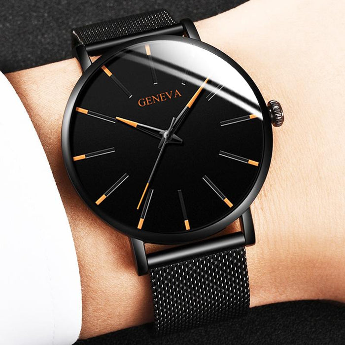 Minimalist Men's Fashion Ultra Thin Watches Simple Business Stainless