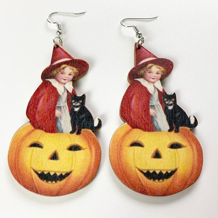 New Creative Cartoon Personality Ladies Wooden Earrings