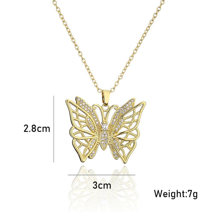 New Fashion Zircon Butterfly Pendant Necklace